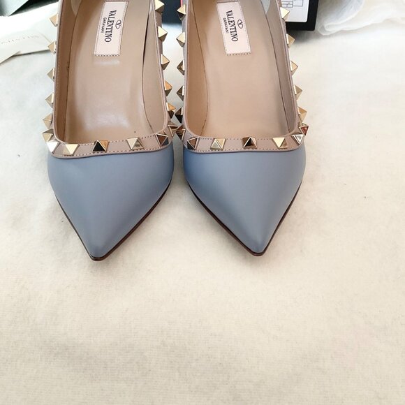 NWT Valentino Garavani Blue Niagara high heels pumps rockstud EU37 US6.5 - Picture 9 of 12